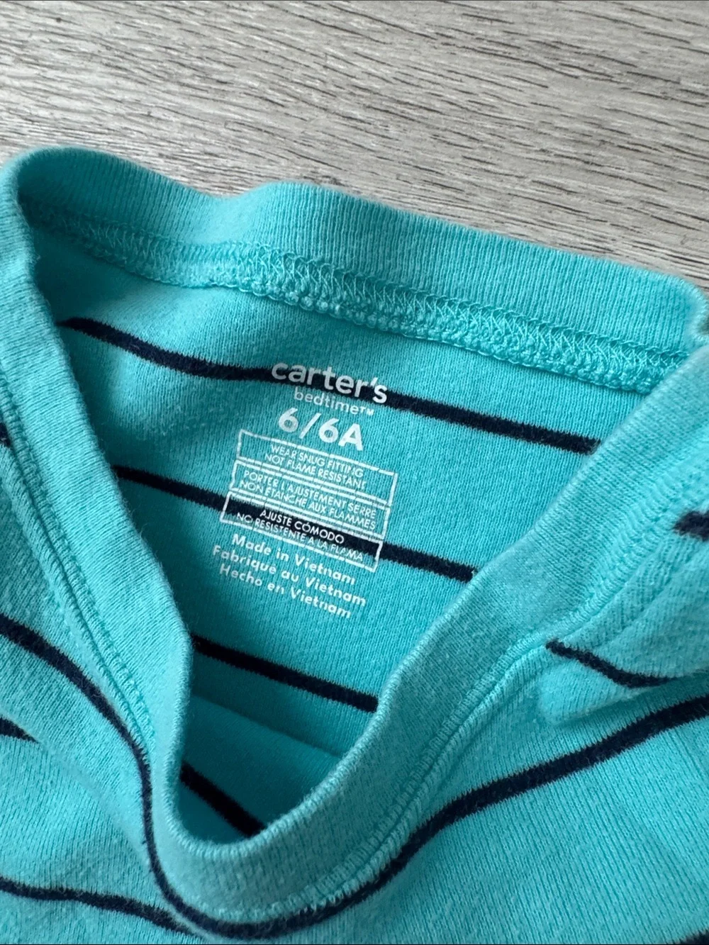 EUC Carter's Teal Stripe & Seafoam Shark Pajama Short Sleeve & Pants Sets Size 6